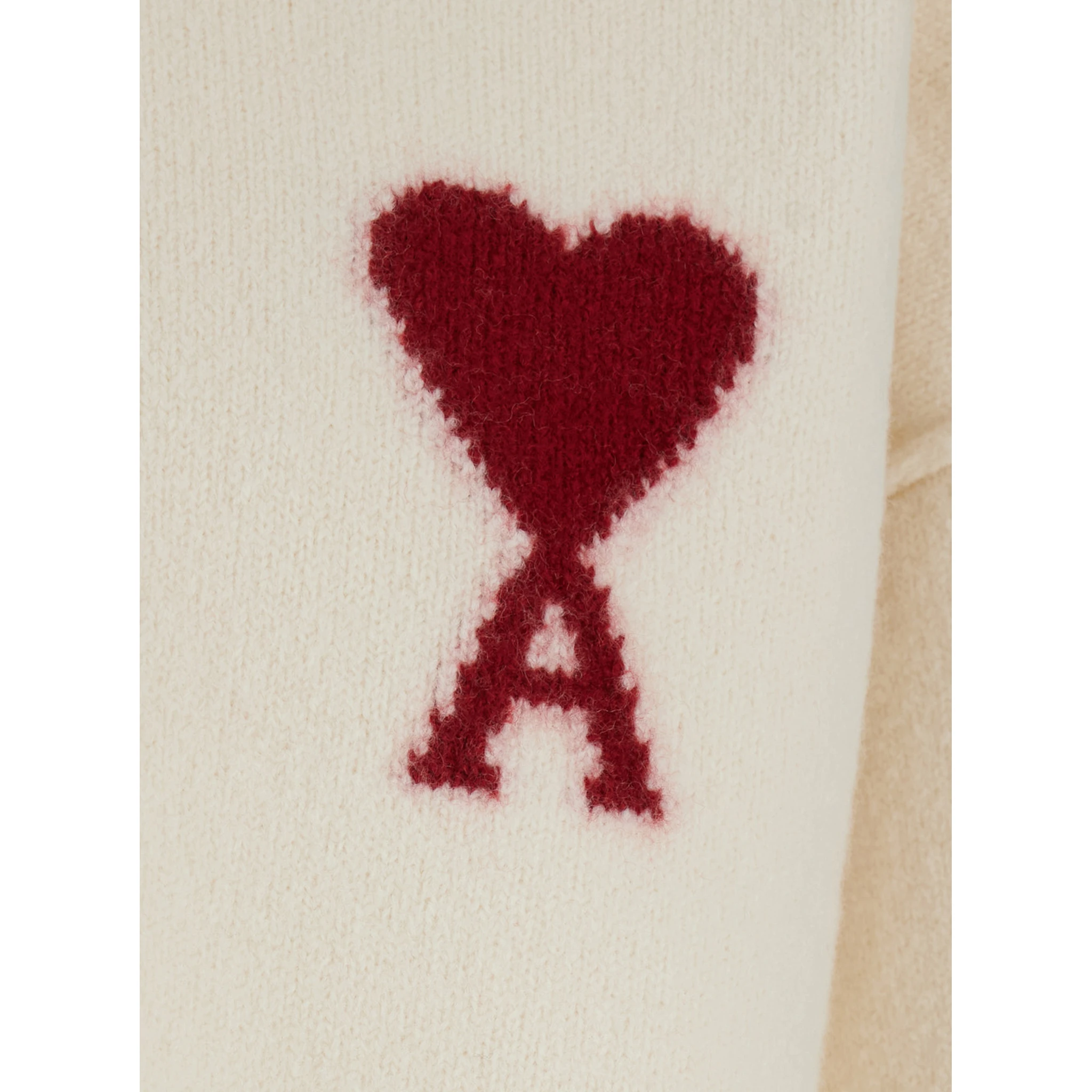 White Crewneck Sweater with ADC Embroidery on the Front in Wool Man