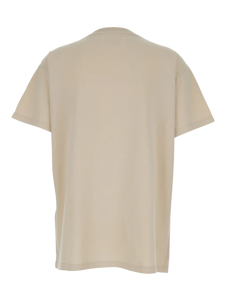 White Crewneck T-Shirt with Maxi Logo Print on the Front in Cotton Woman alternative