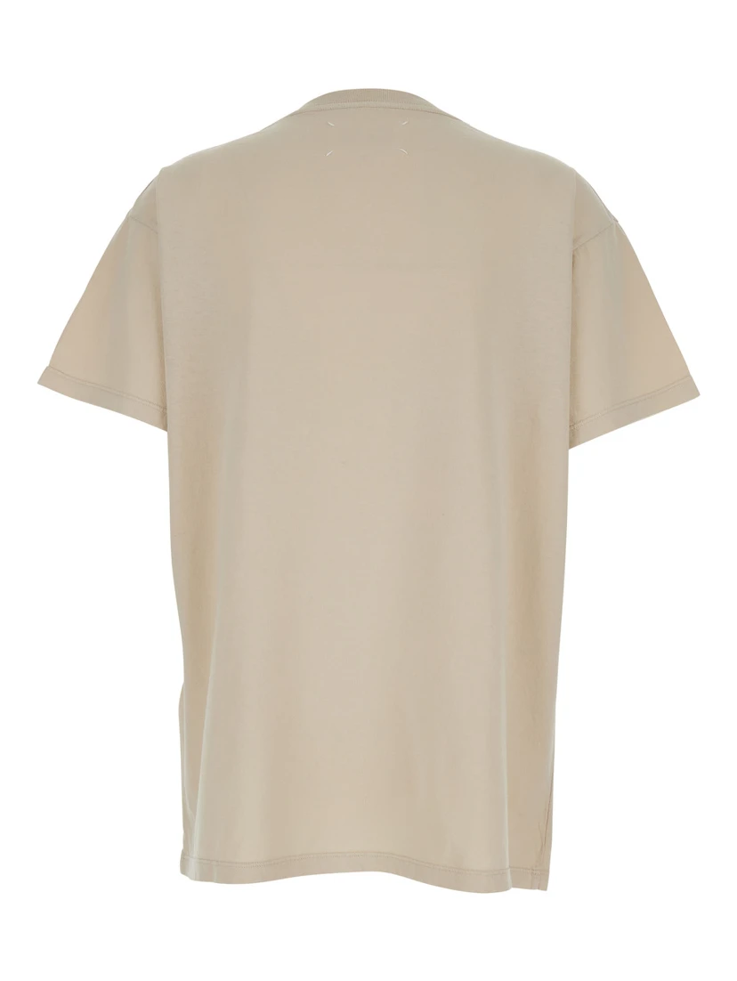 White Crewneck T-Shirt with Maxi Logo Print on the Front in Cotton Woman