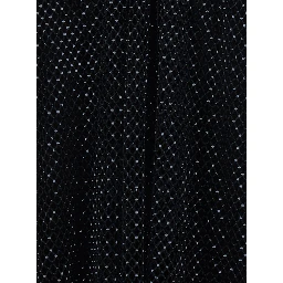 Black Top with Mesh Design and All-Over Rhinestone Application in Fabric Woman