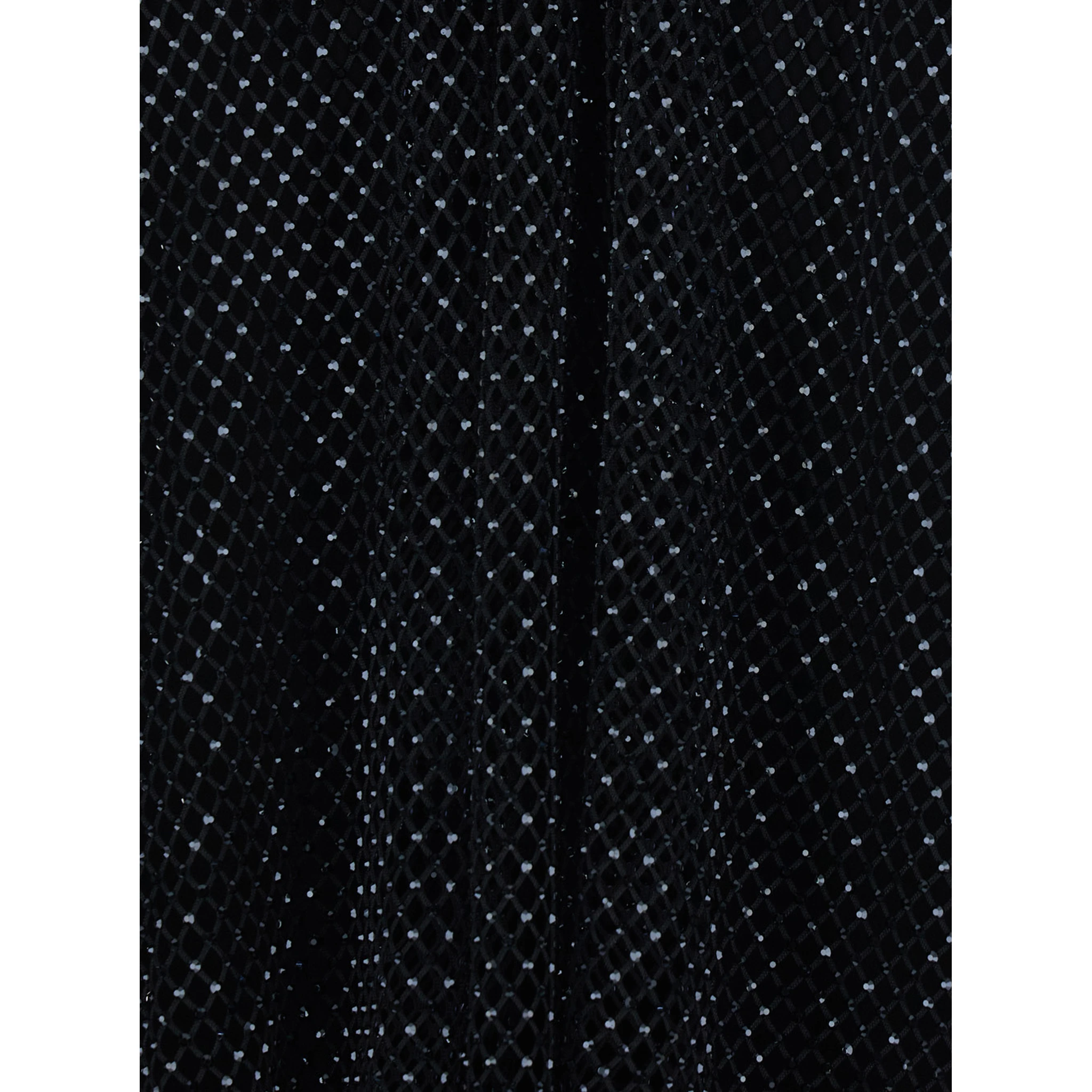 Black Top with Mesh Design and All-Over Rhinestone Application in Fabric Woman