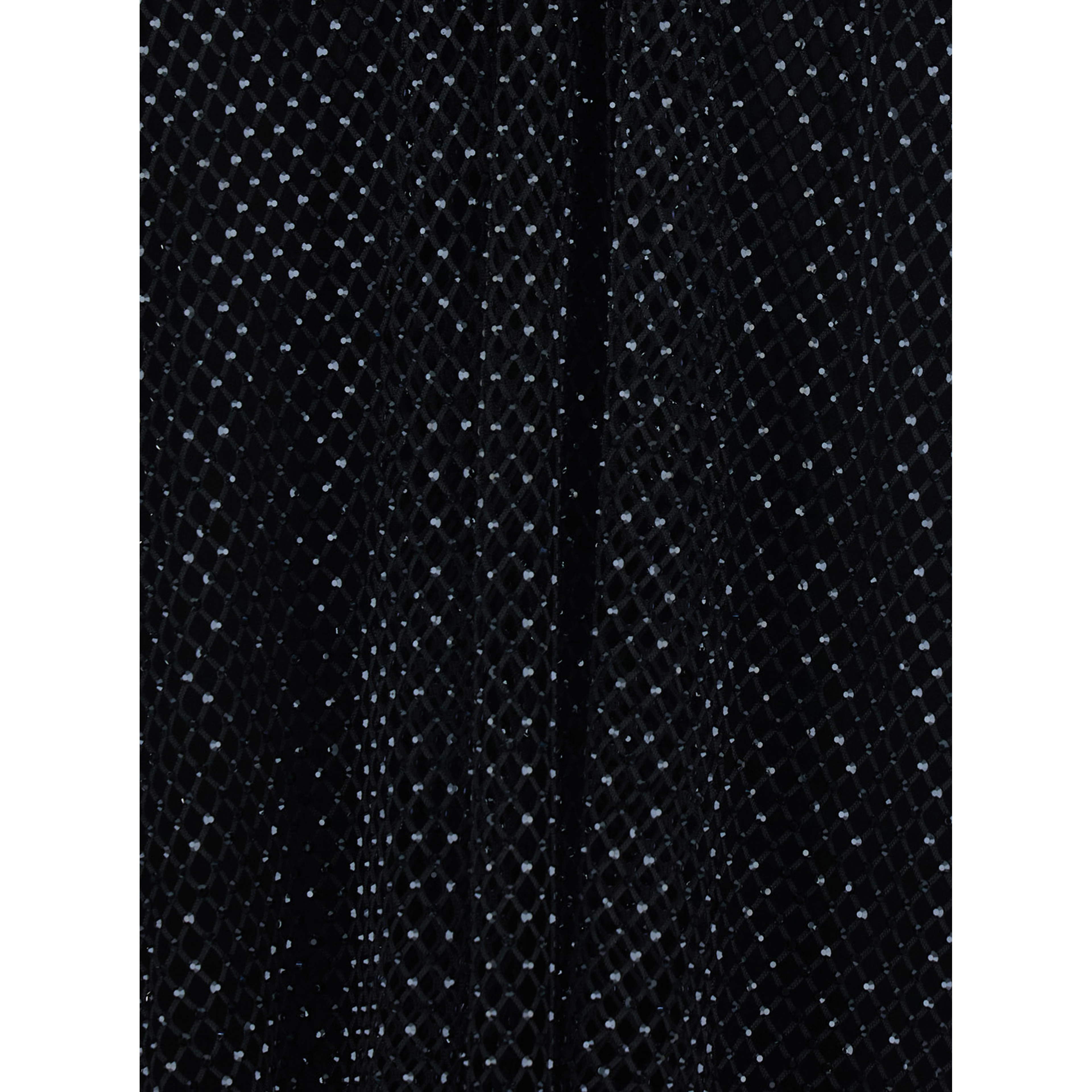 Black Top with Mesh Design and All-Over Rhinestone Application in Fabric Woman