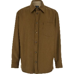 جاكيت بني اللون بياقة كلاسيكية وأساور بأزرار من مزيج الصوف للرجال