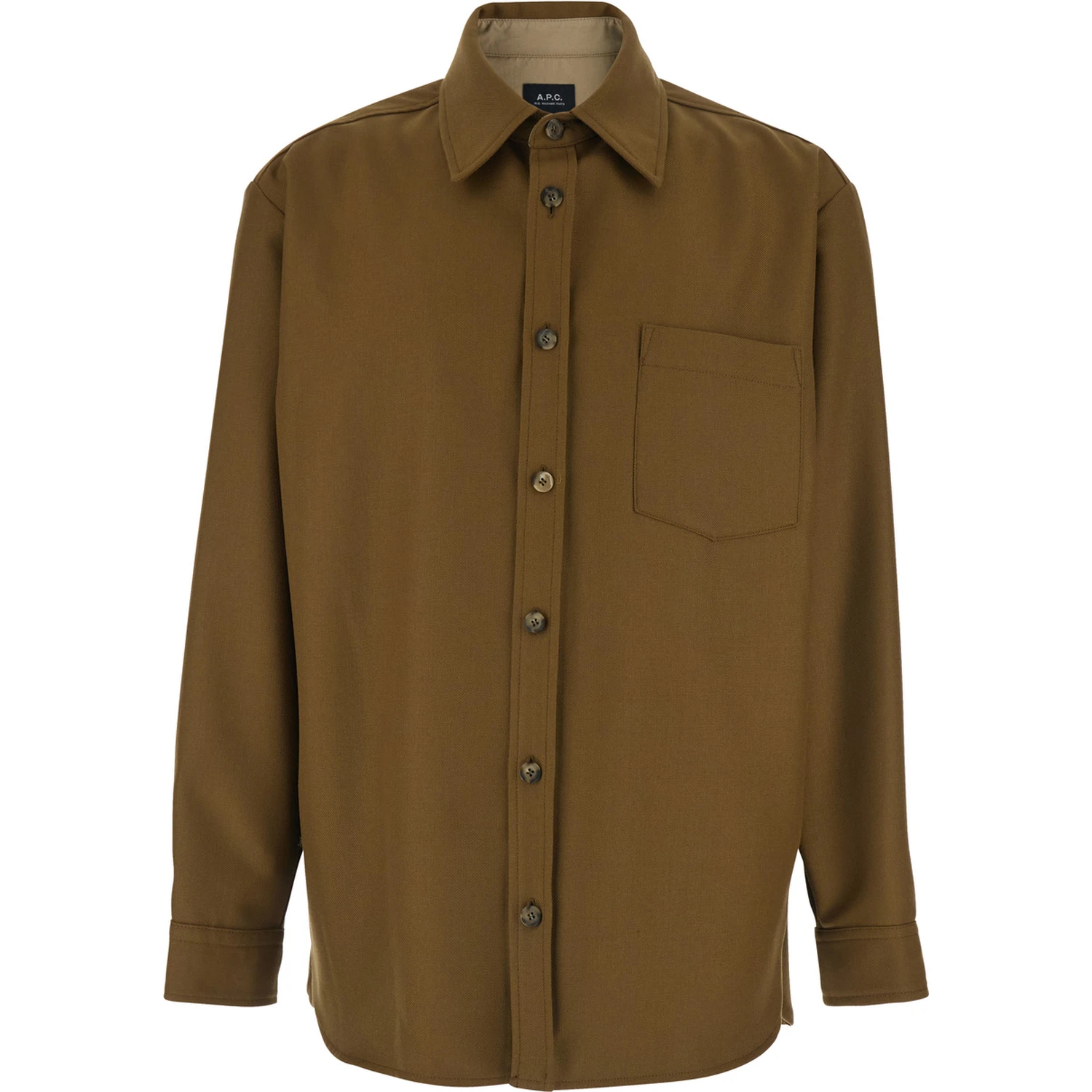 Brown Jacket with Classic Collar and Buttoned Cuffs in Wool Blend Man