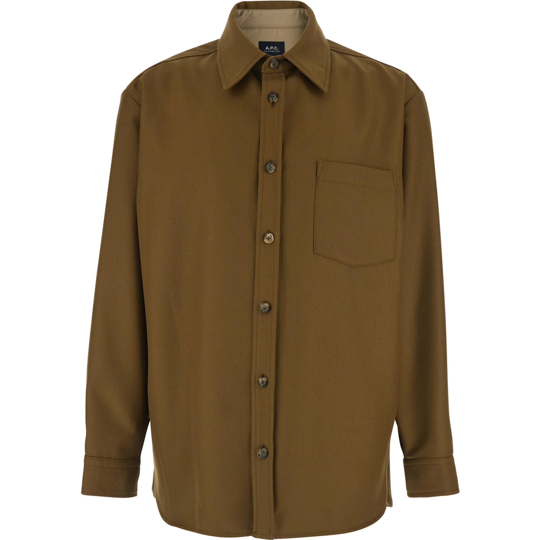 جاكيت بني اللون بياقة كلاسيكية وأساور بأزرار من مزيج الصوف للرجال