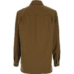 جاكيت بني اللون بياقة كلاسيكية وأساور بأزرار من مزيج الصوف للرجال