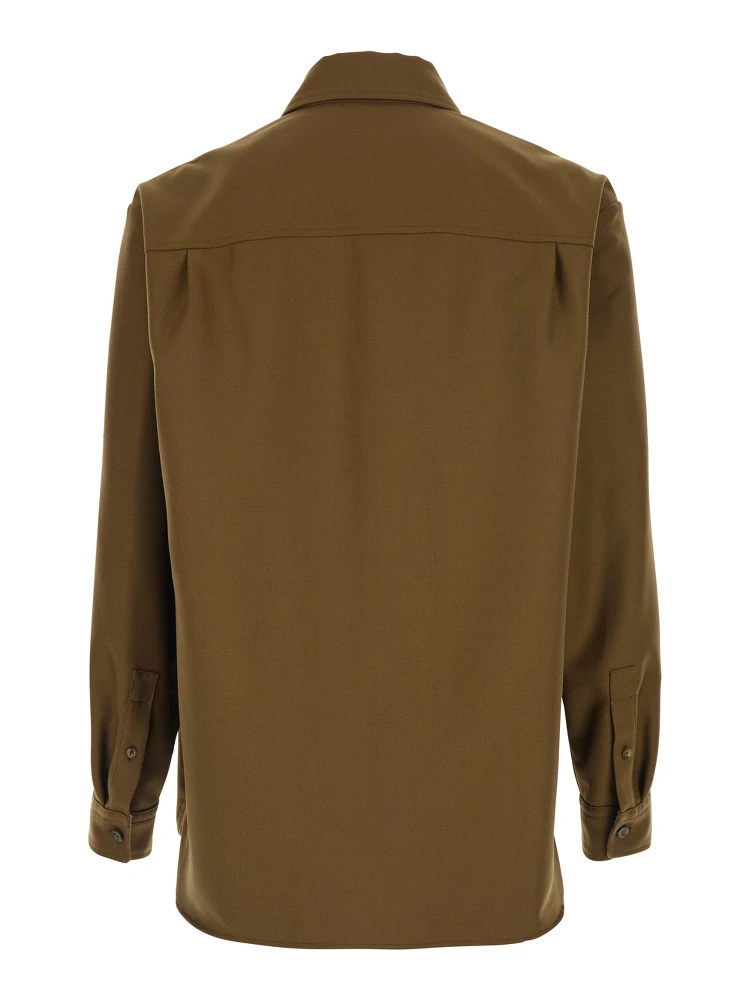 Brown Jacket with Classic Collar and Buttoned Cuffs in Wool Blend Man alternative