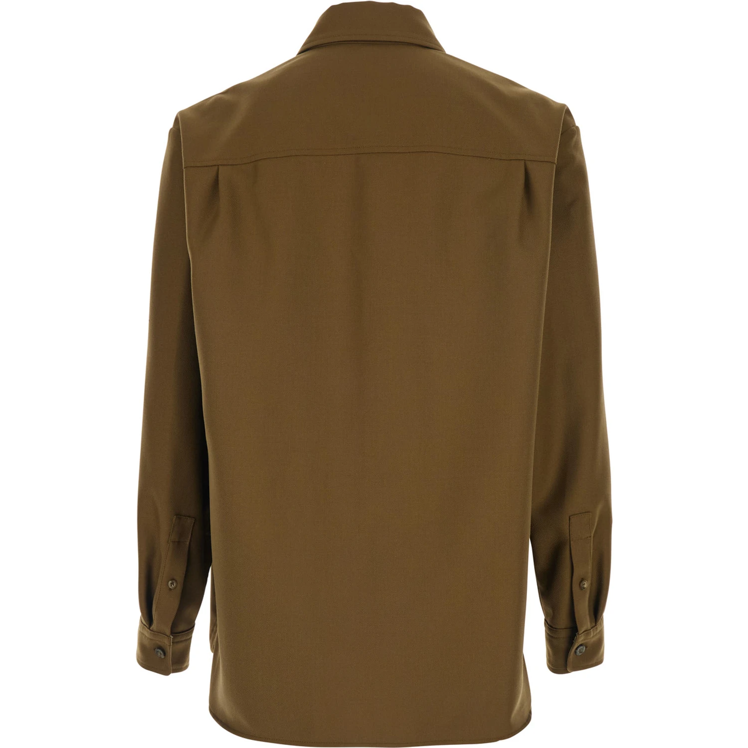 Brown Jacket with Classic Collar and Buttoned Cuffs in Wool Blend Man