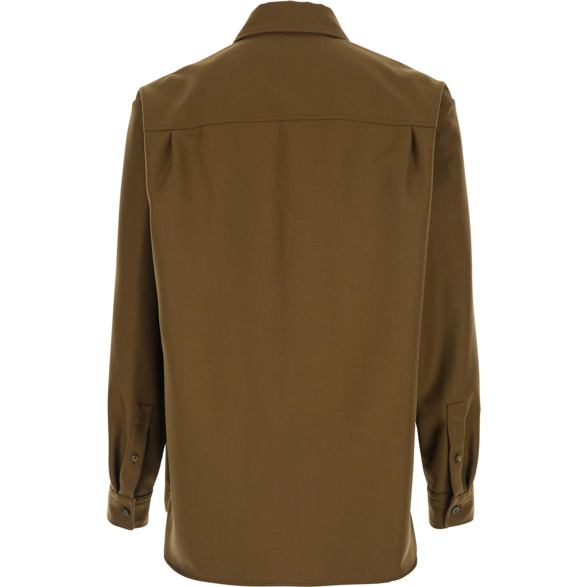 جاكيت بني اللون بياقة كلاسيكية وأساور بأزرار من مزيج الصوف للرجال