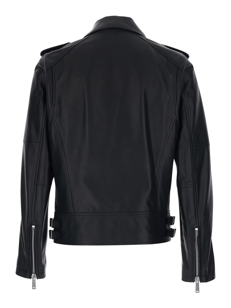 Black Jacket with Three Zip Pockets on the Front in Leather Man alternative
