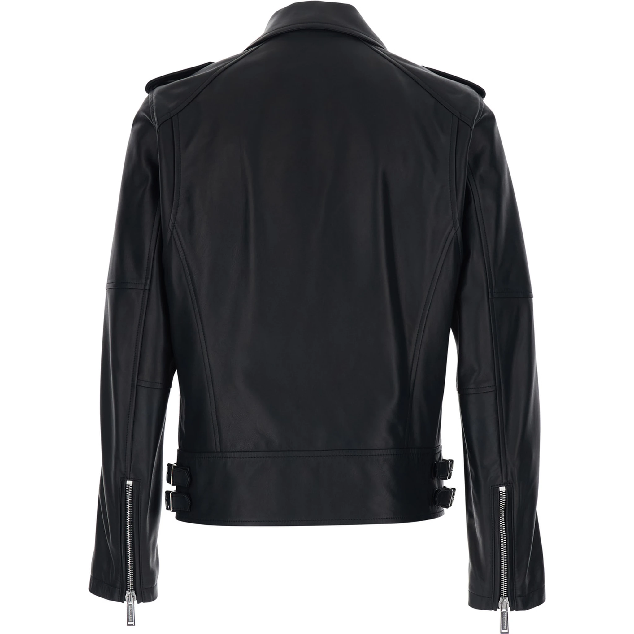 Black Jacket with Three Zip Pockets on the Front in Leather Man