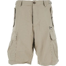 Grey Shorts with Wide Leg and Four Flap Pockets with Buttons in Cotton Stretch Man