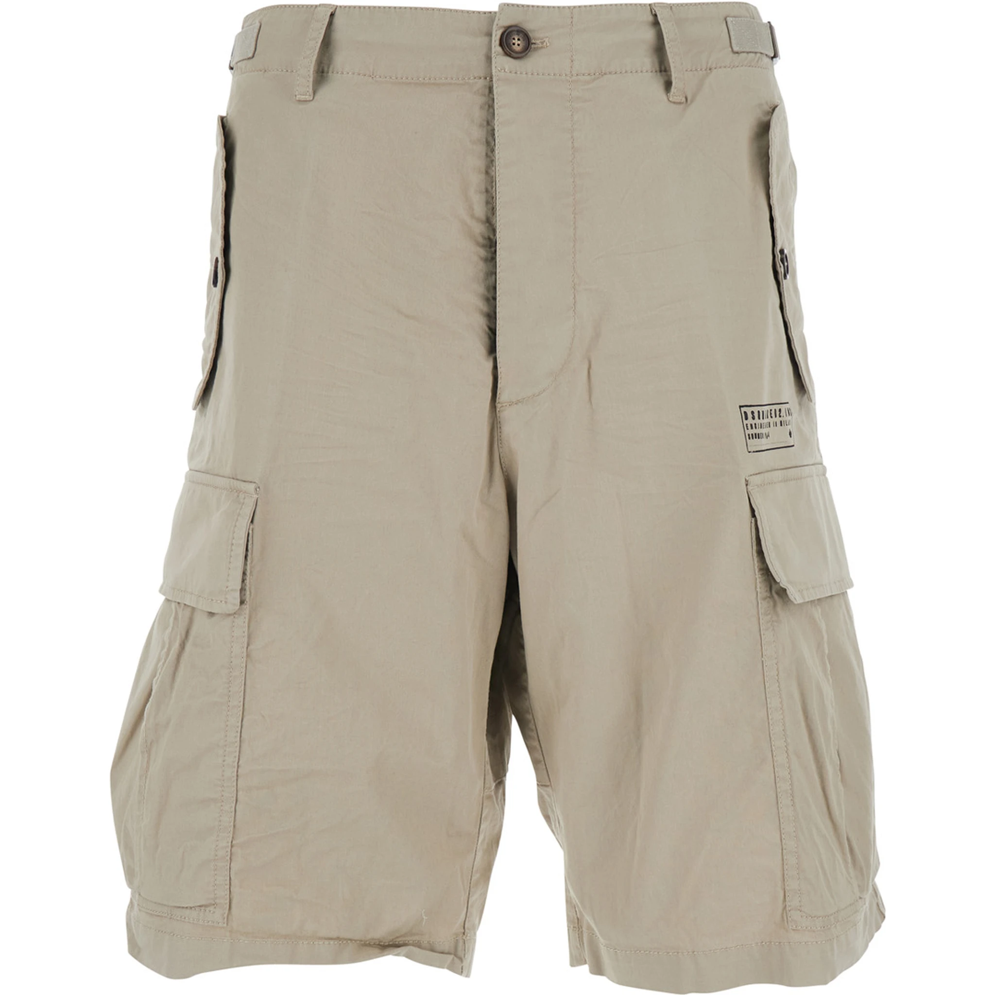 Grey Shorts with Wide Leg and Four Flap Pockets with Buttons in Cotton Stretch Man