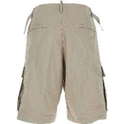 Grey Shorts with Wide Leg and Four Flap Pockets with Buttons in Cotton Stretch Man