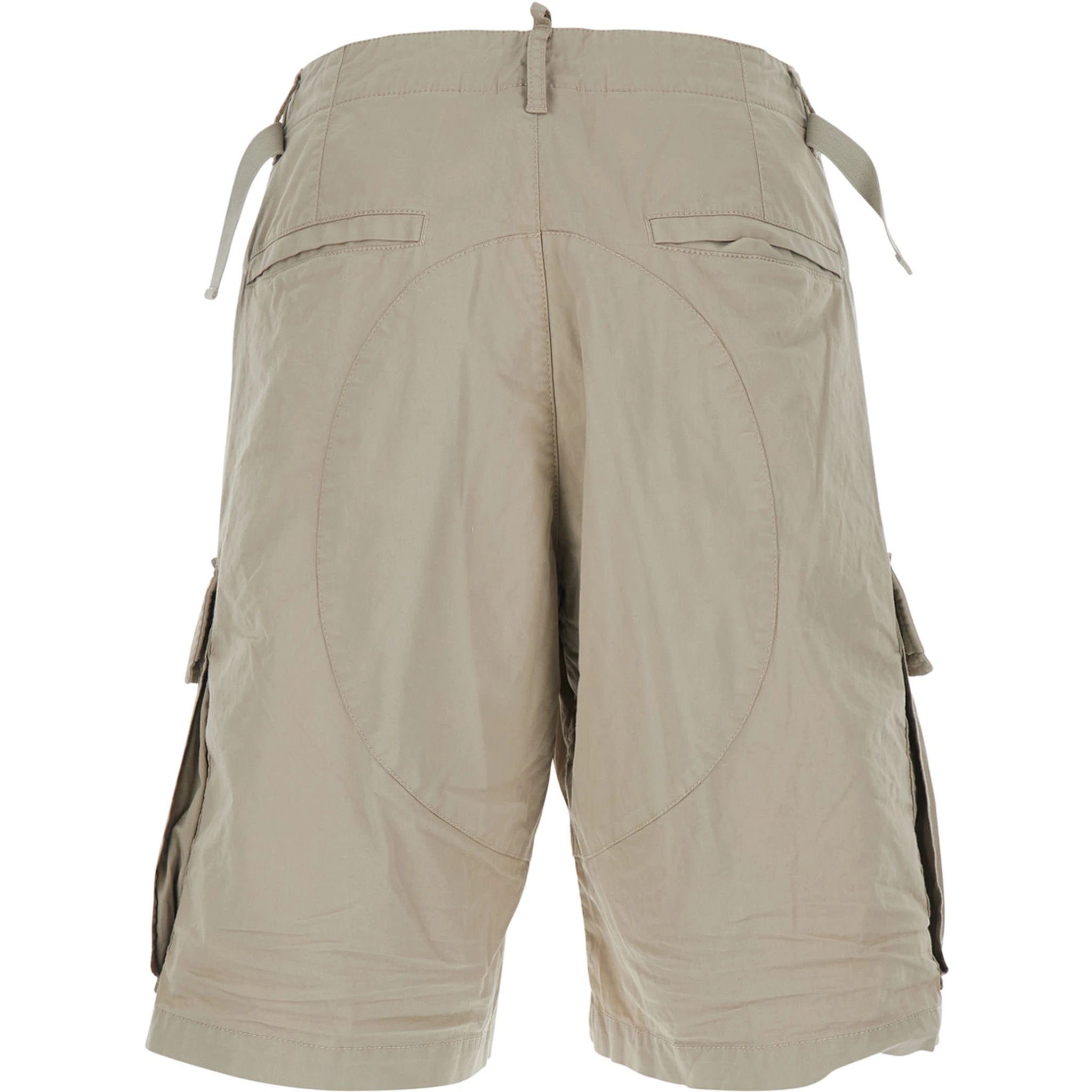 Grey Shorts with Wide Leg and Four Flap Pockets with Buttons in Cotton Stretch Man