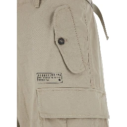 Grey Shorts with Wide Leg and Four Flap Pockets with Buttons in Cotton Stretch Man