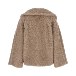 Cambusa Beige Double-Breasted Jacket with Wide Classic Lapels in Fur Woman