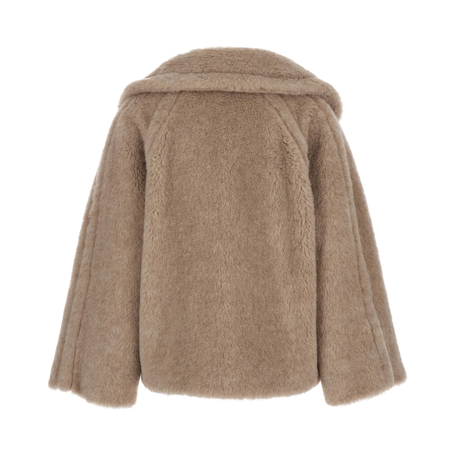Cambusa Beige Double-Breasted Jacket with Wide Classic Lapels in Fur Woman