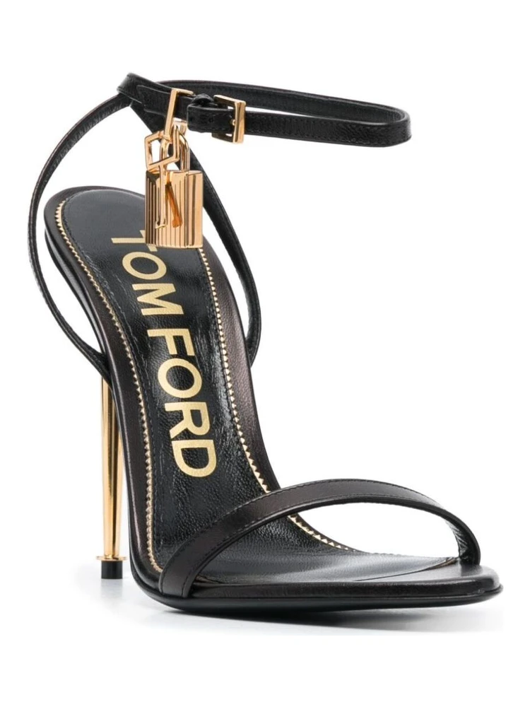 Black Sandals with Metal Heel and Padlock in Leather Woman alternative