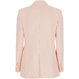 Pink Double-Breasted Jacket with Peak Lapels in Virgin Wool Woman