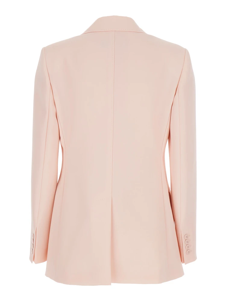 Pink Double-Breasted Jacket with Peak Lapels in Virgin Wool Woman alternative
