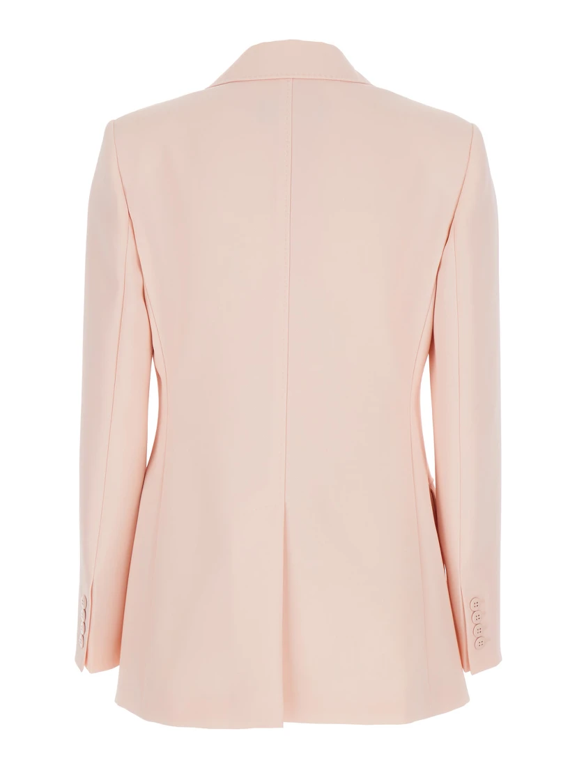 Pink Double-Breasted Jacket with Peak Lapels in Virgin Wool Woman