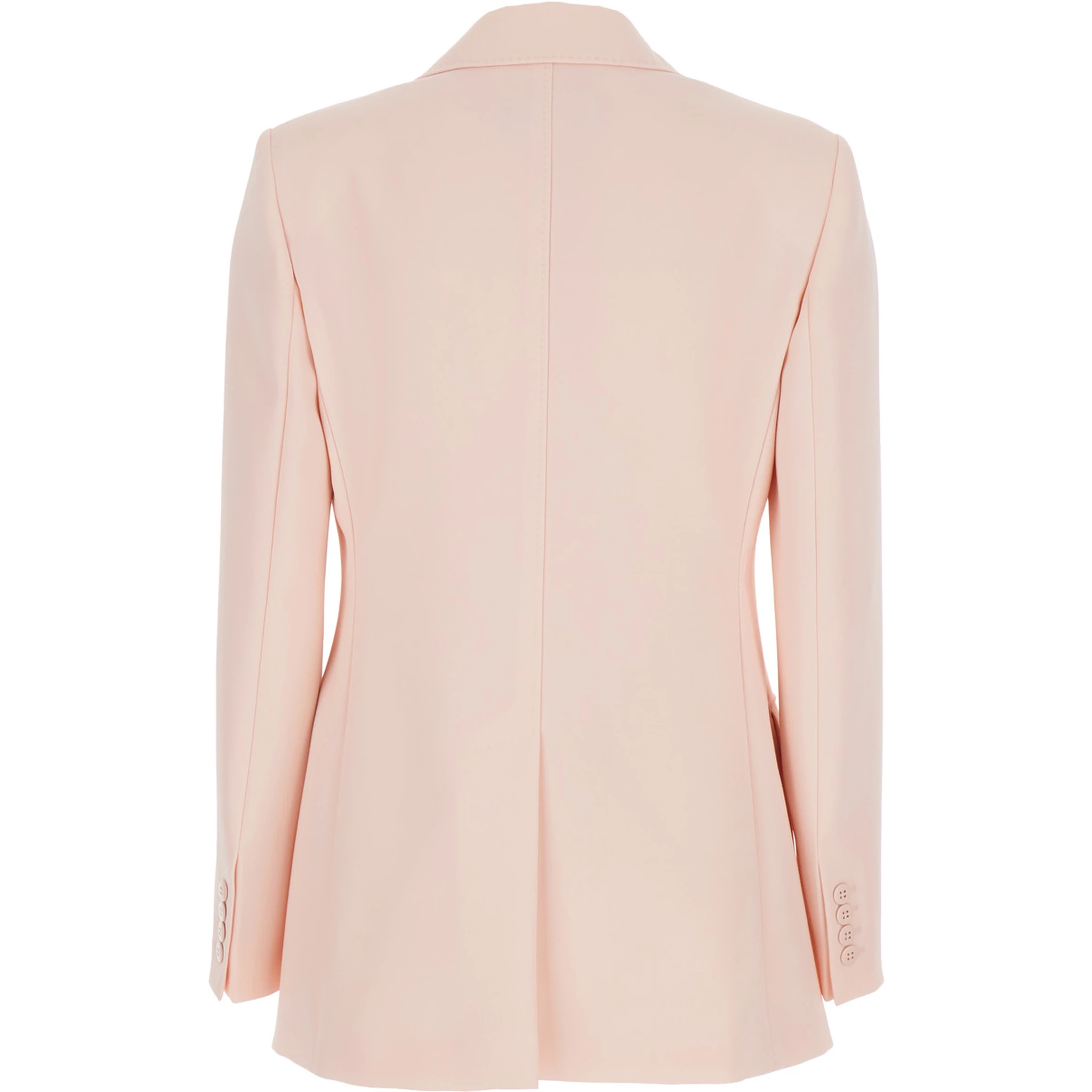 Pink Double-Breasted Jacket with Peak Lapels in Virgin Wool Woman
