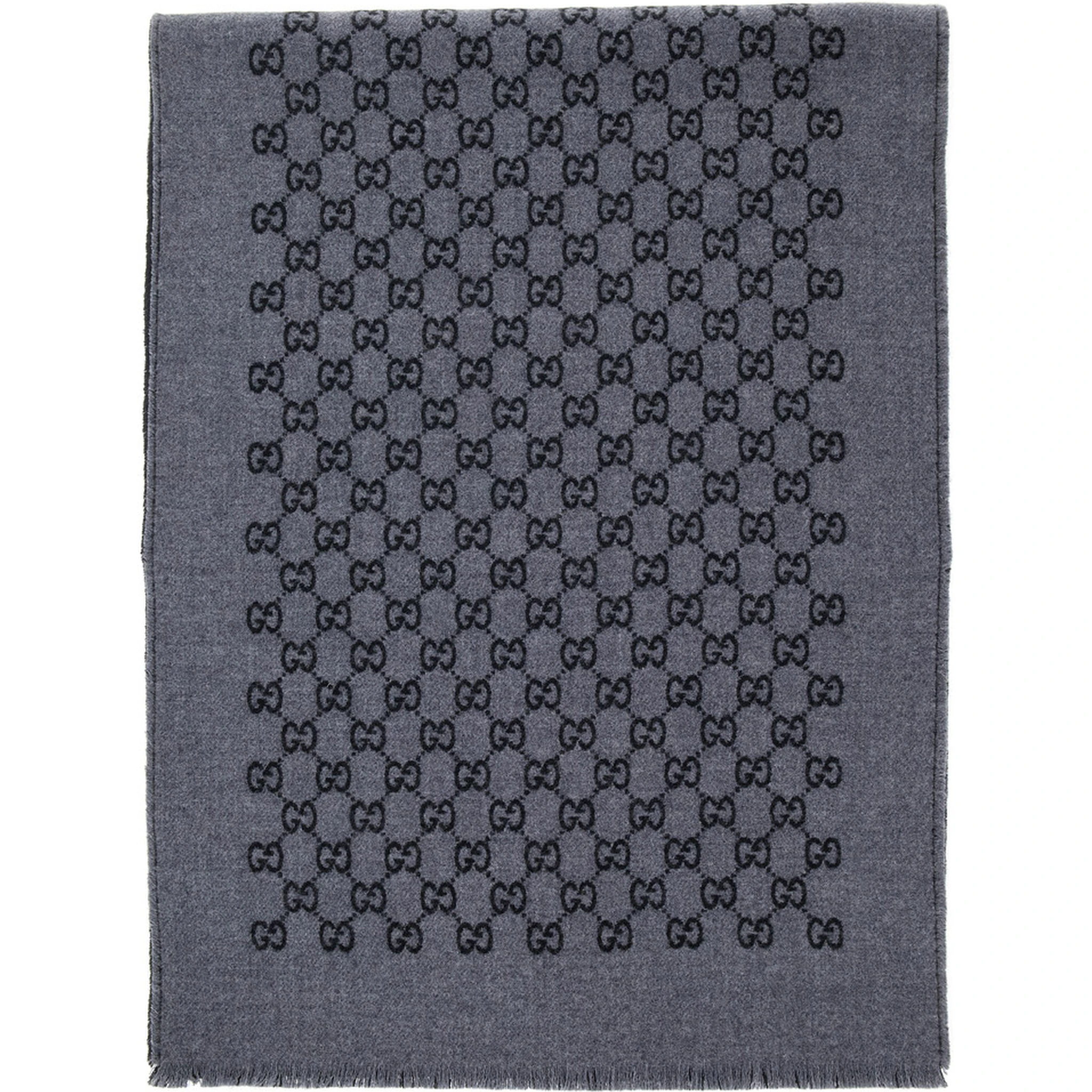 Grey Scarf with GG Motif in Wool Man