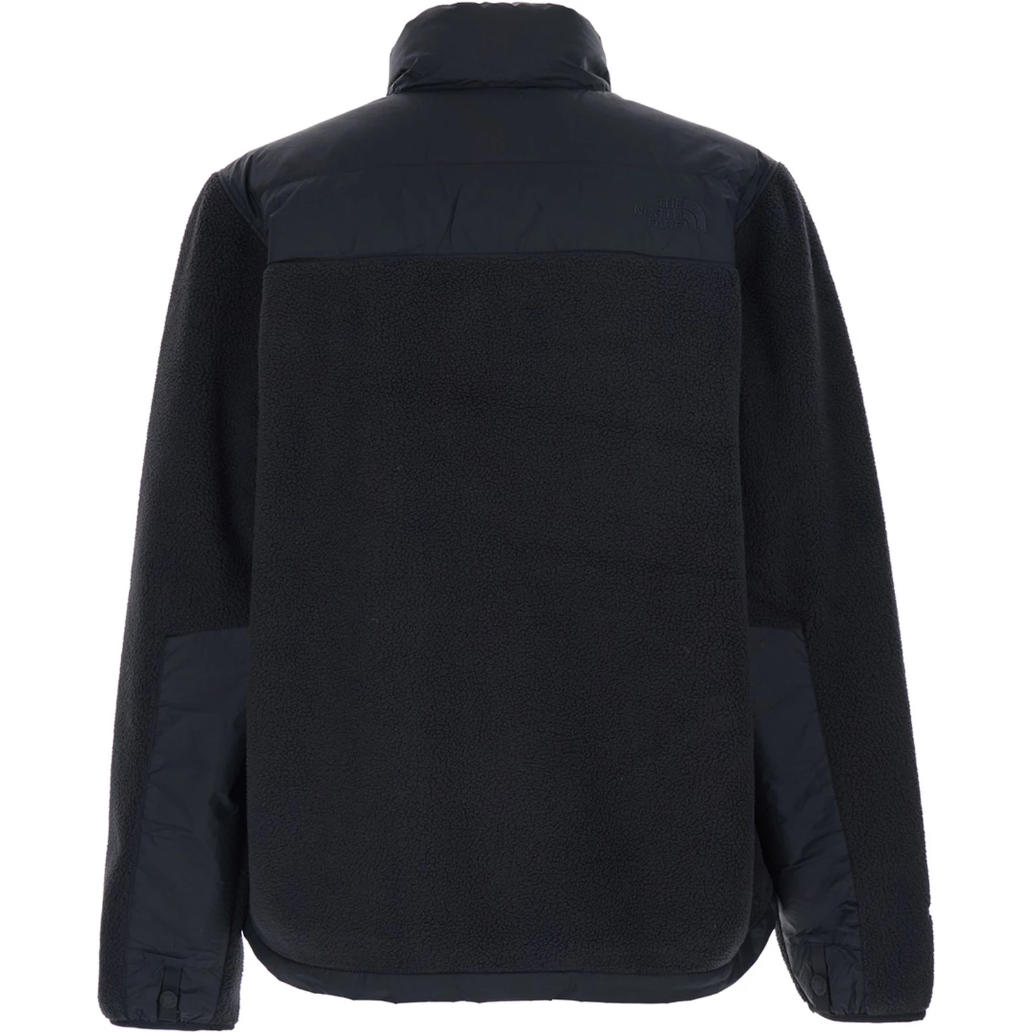 Black Down Jacket with High Neck and Tonal Logo Lettering on the Front in Tech Fabric Man
