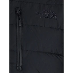 Black Down Jacket with High Neck and Tonal Logo Lettering on the Front in Tech Fabric Man