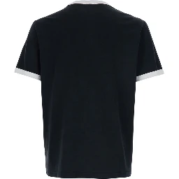 Black Crewneck T-Shirt with Contrasting Details in Cotton Man