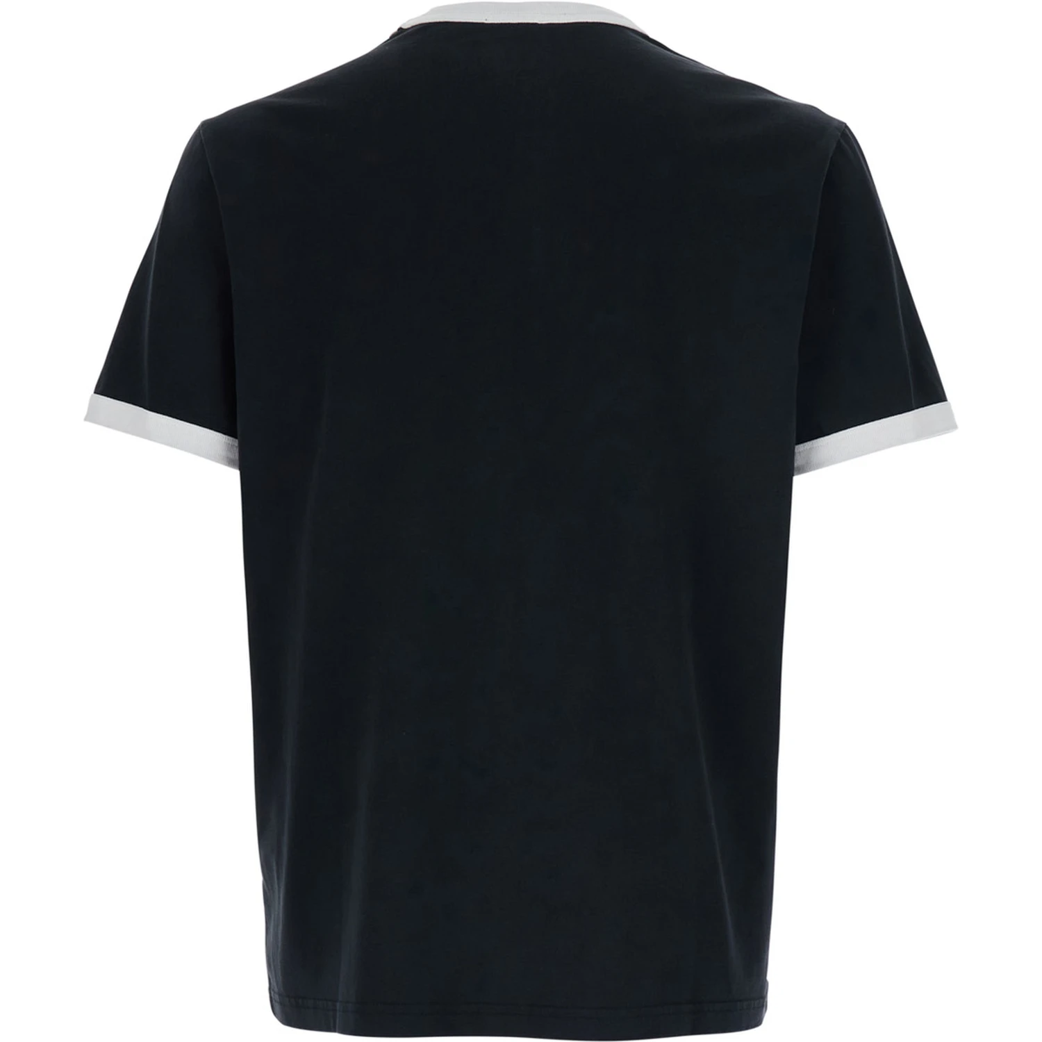 Black Crewneck T-Shirt with Contrasting Details in Cotton Man