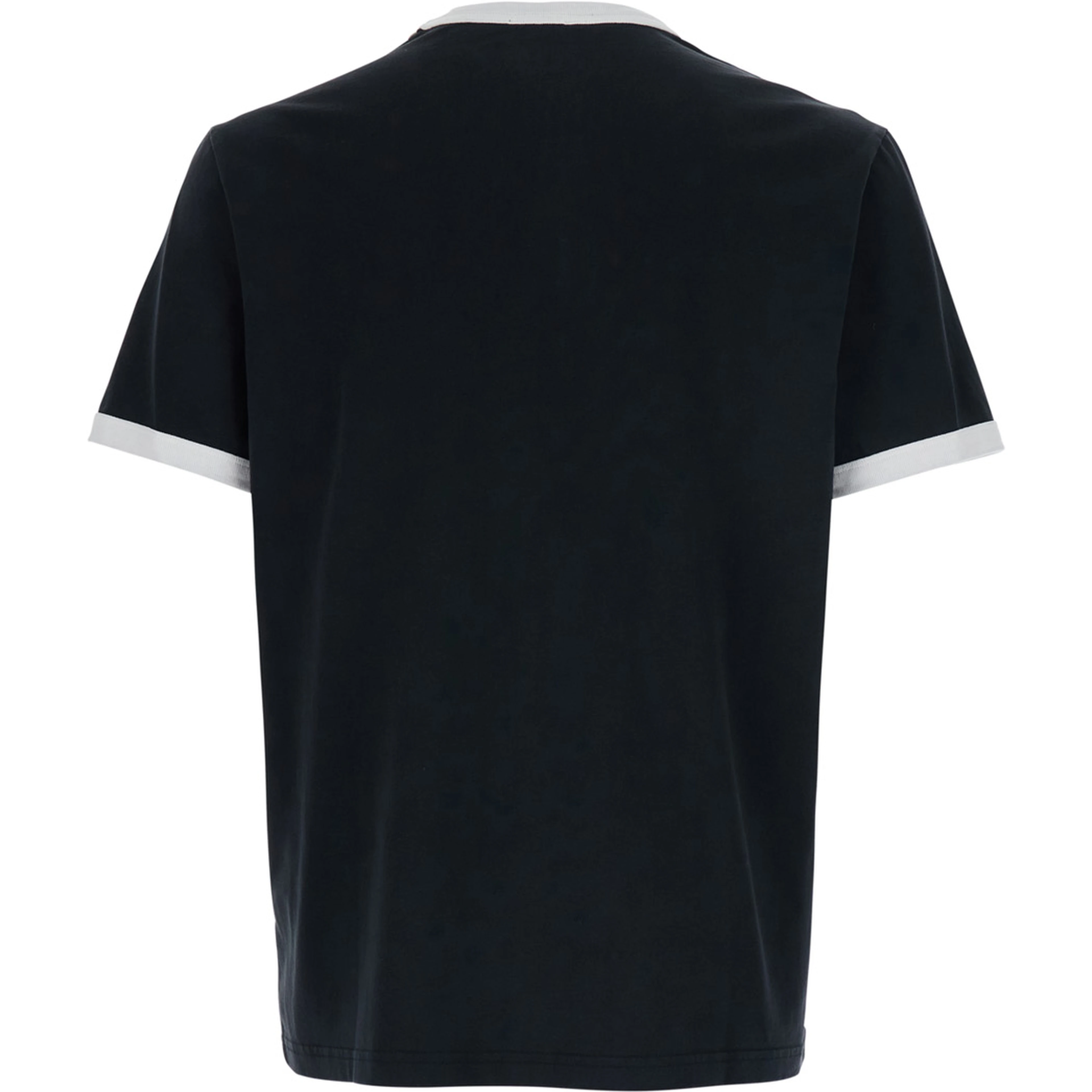 Black Crewneck T-Shirt with Contrasting Details in Cotton Man