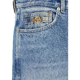 Blue Jeans with Back Logo Patch and Faded Effect in Denim Man