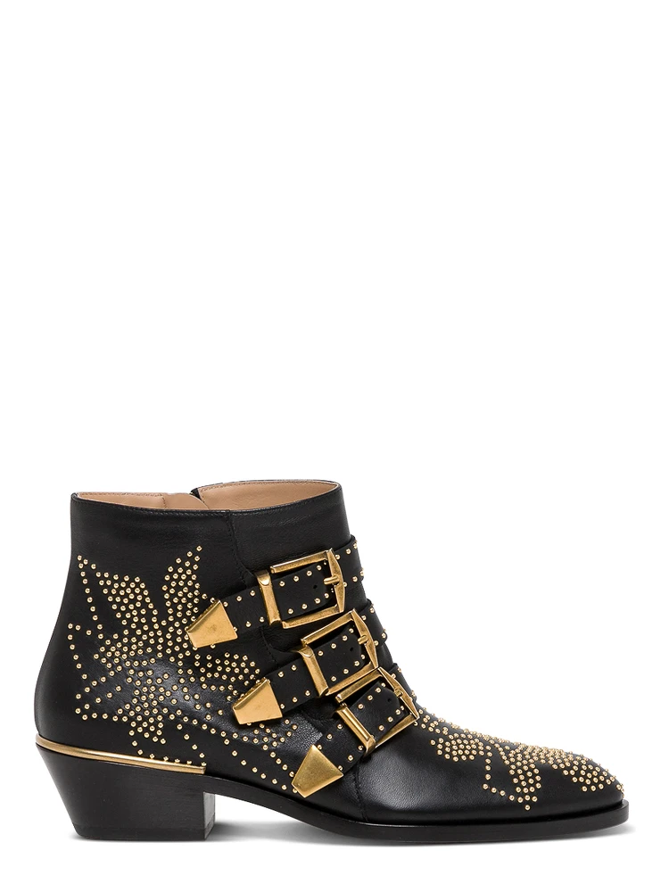 Susan Black Ankle Boots with Studs detail in Leather Woman