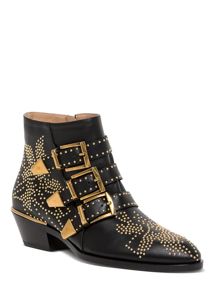Susan Black Ankle Boots with Studs detail in Leather Woman alternative