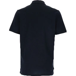 Blue Polo Shirt with Classic Collar and Logo Patch on the Front in Cotton Man