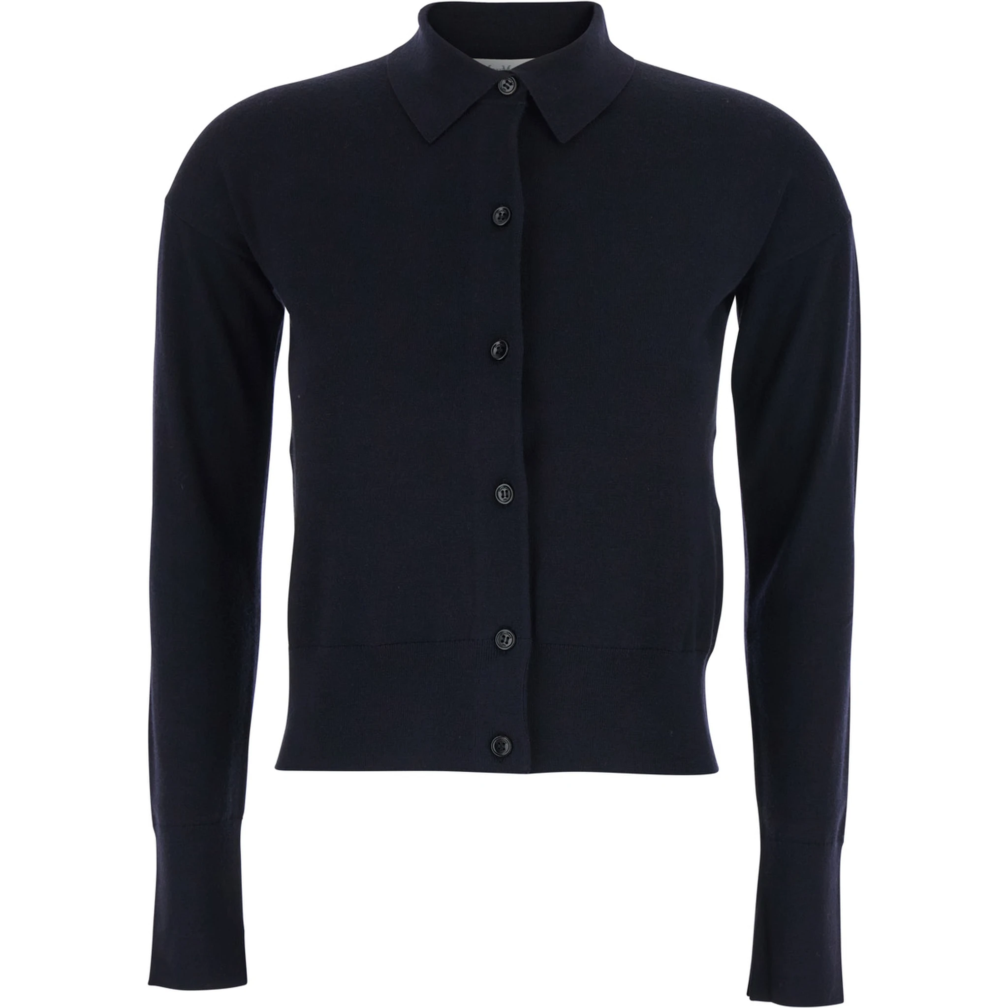 Medeola Blue Sweater with Polo Collar and Button Closure in Wool Blend Woman