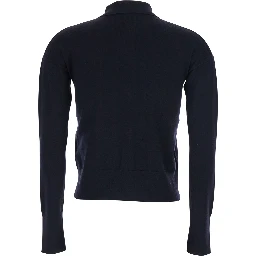 Medeola Blue Sweater with Polo Collar and Button Closure in Wool Blend Woman