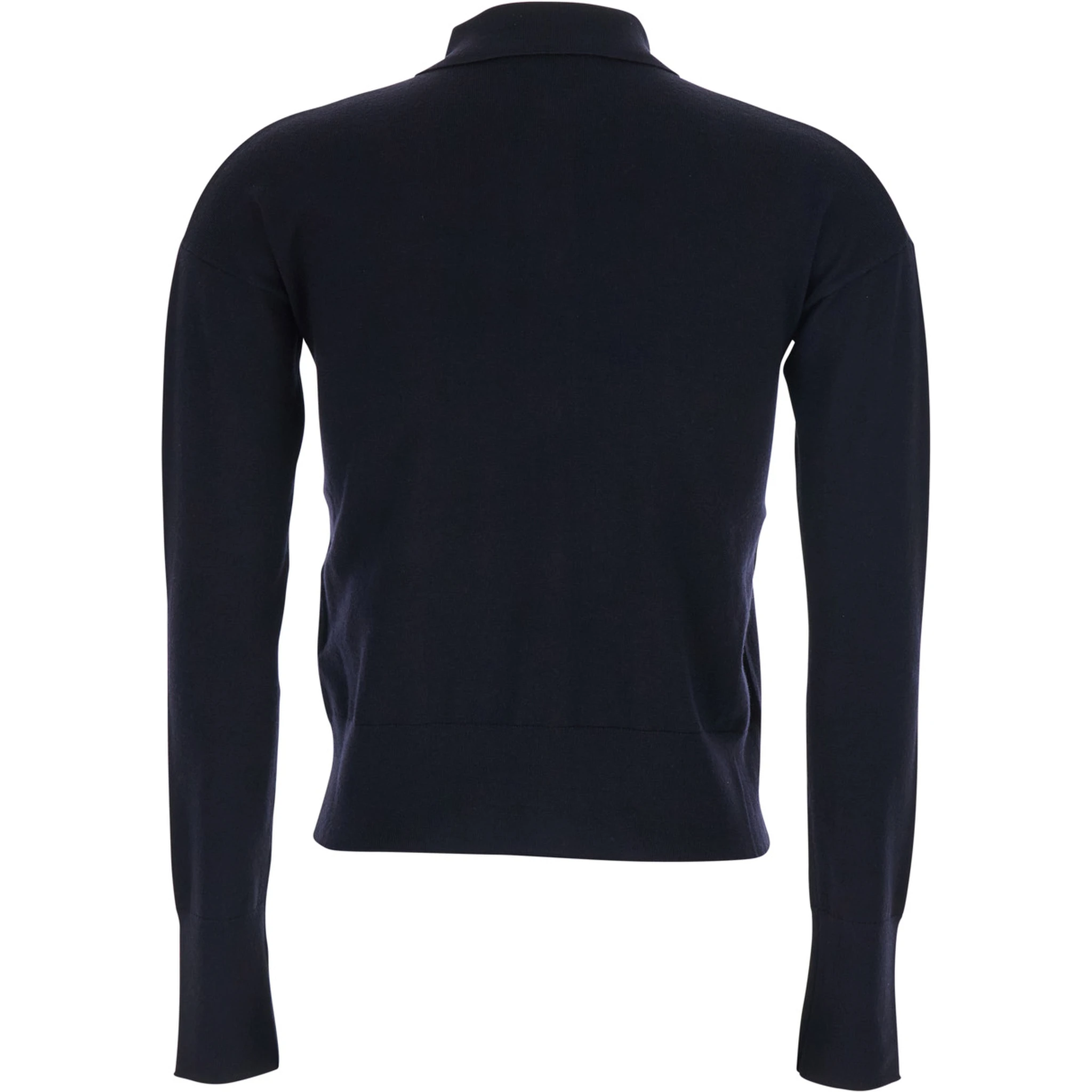 Medeola Blue Sweater with Polo Collar and Button Closure in Wool Blend Woman