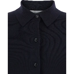 Medeola Blue Sweater with Polo Collar and Button Closure in Wool Blend Woman