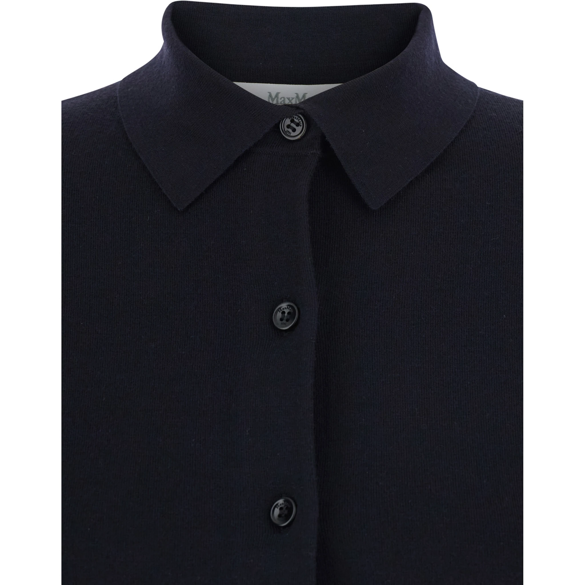 Medeola Blue Sweater with Polo Collar and Button Closure in Wool Blend Woman