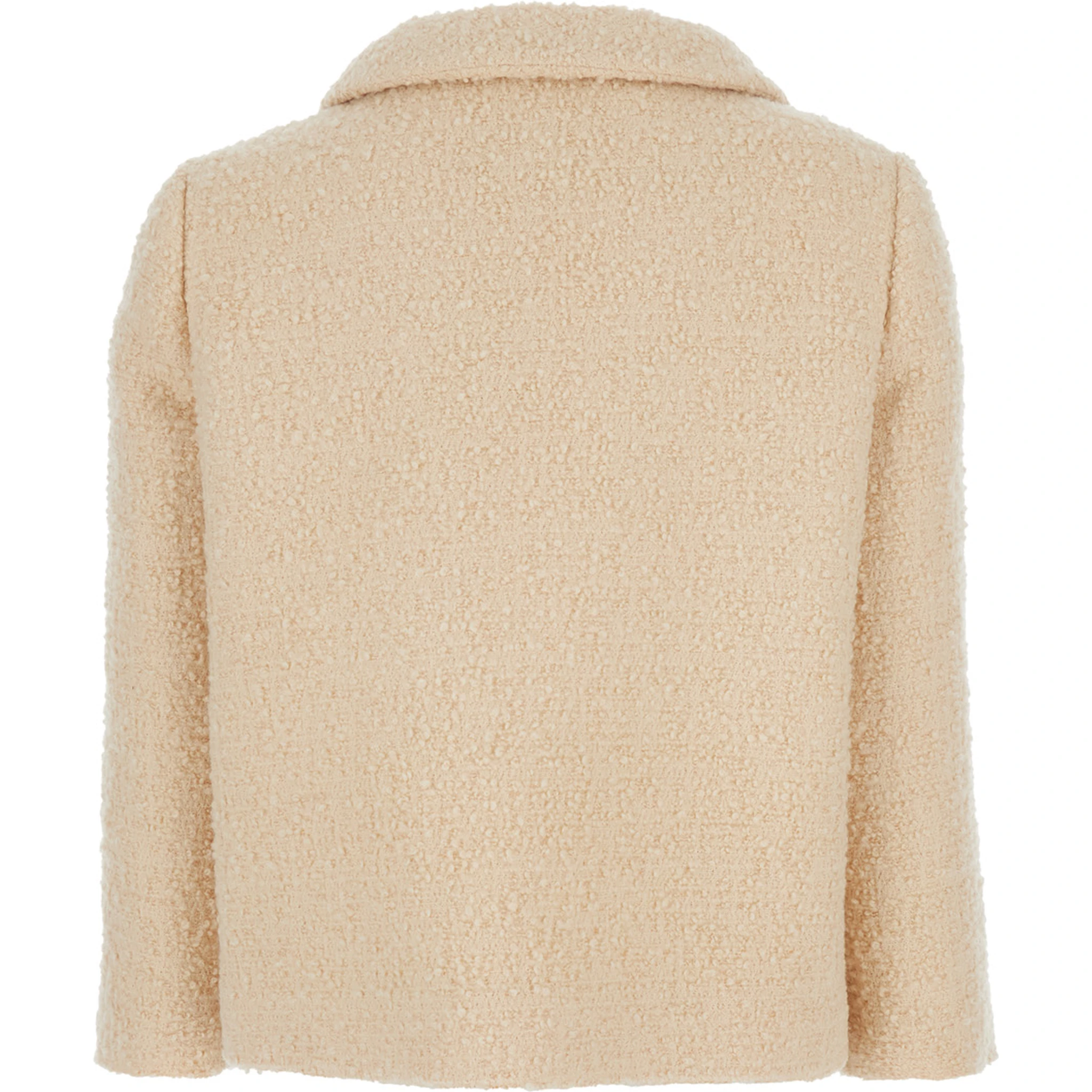 Beige Jacket with Classic Collar and VLogo Plaque on the Fornt in Wool Woman