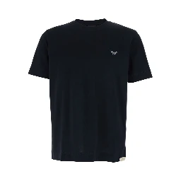 Blue Crewneck T-Shirt with Logo Embroidery on the Front in Cotton Man