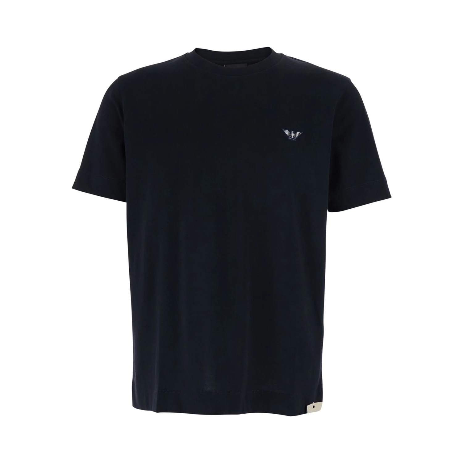 Blue Crewneck T-Shirt with Logo Embroidery on the Front in Cotton Man