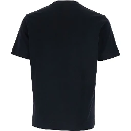 Blue Crewneck T-Shirt with Logo Embroidery on the Front in Cotton Man