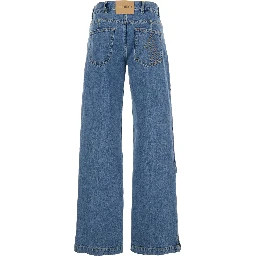 Blue Jeans with Logo Detail on the Pocket and Logo Patch on the Rear in Denim Woman