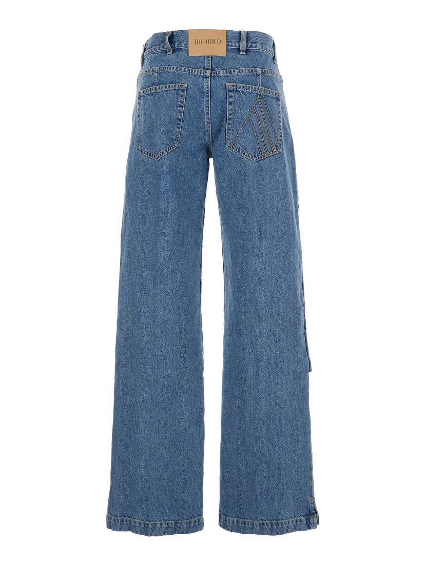 Blue Jeans with Logo Detail on the Pocket and Logo Patch on the Rear in Denim Woman