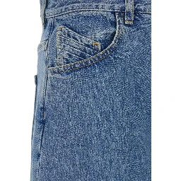 Blue Jeans with Logo Detail on the Pocket and Logo Patch on the Rear in Denim Woman