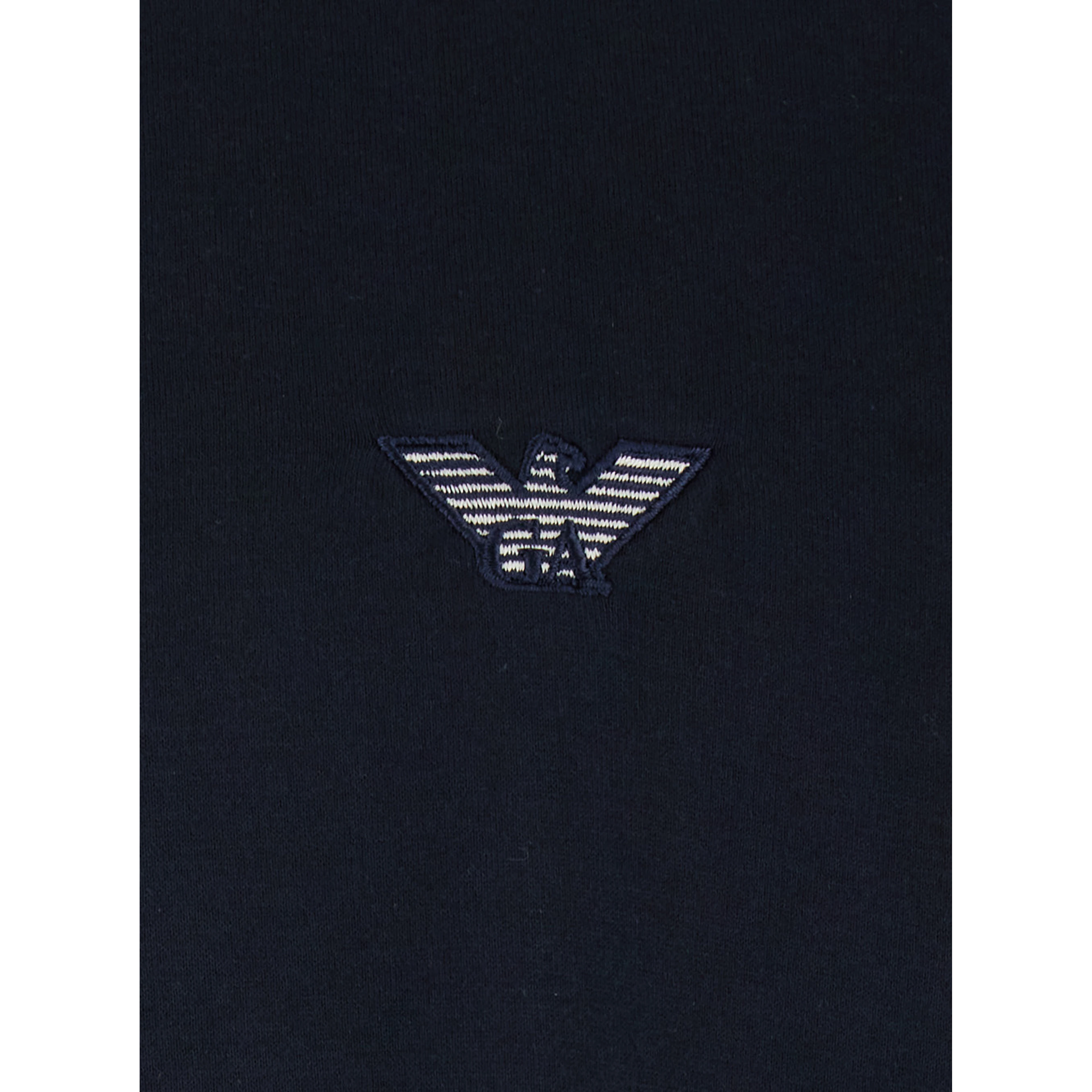 Blue Long-Sleeve Crewneck T-Shirt with Logo Embroidery on the Front in Cotton Man